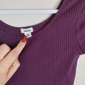 Purple Ribbed crop top Garage scoop back Medium y2k